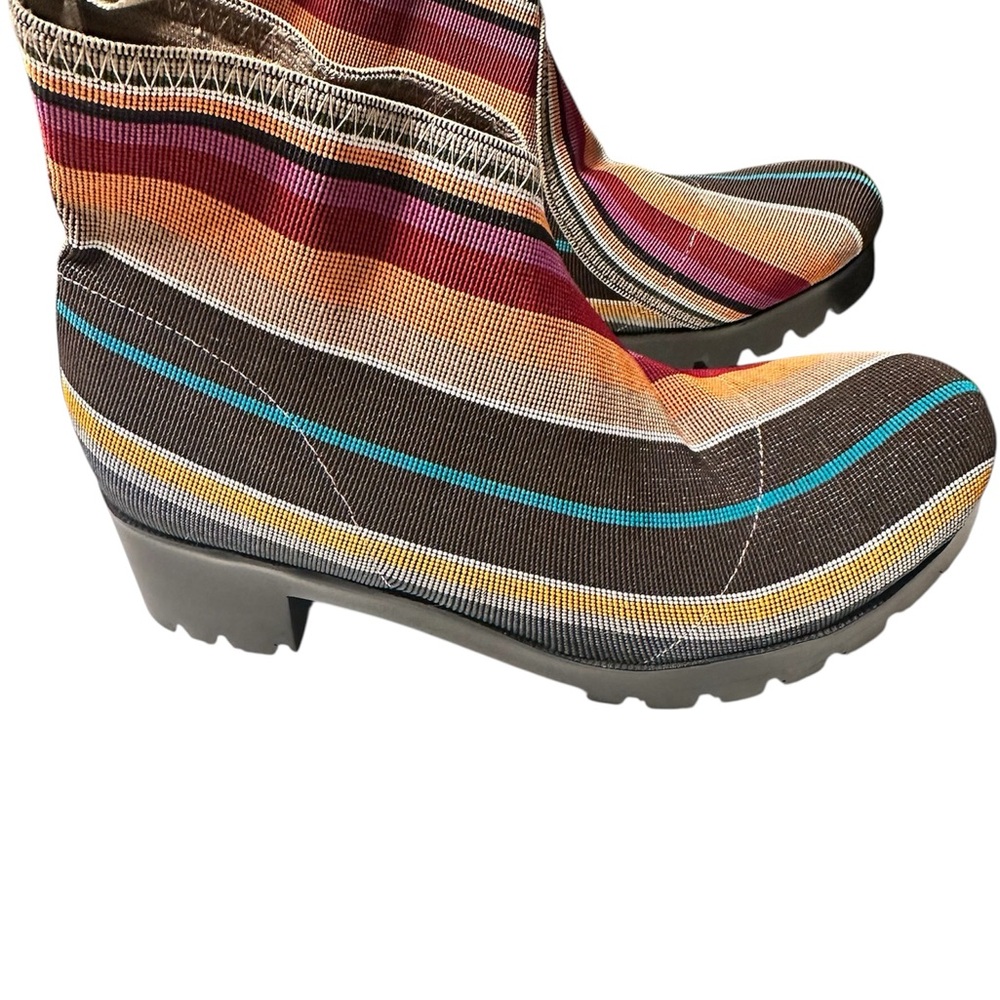 Mexican made Striped Multicolor Mesh Ankle Boots Size 8 - Picture 3 of 5